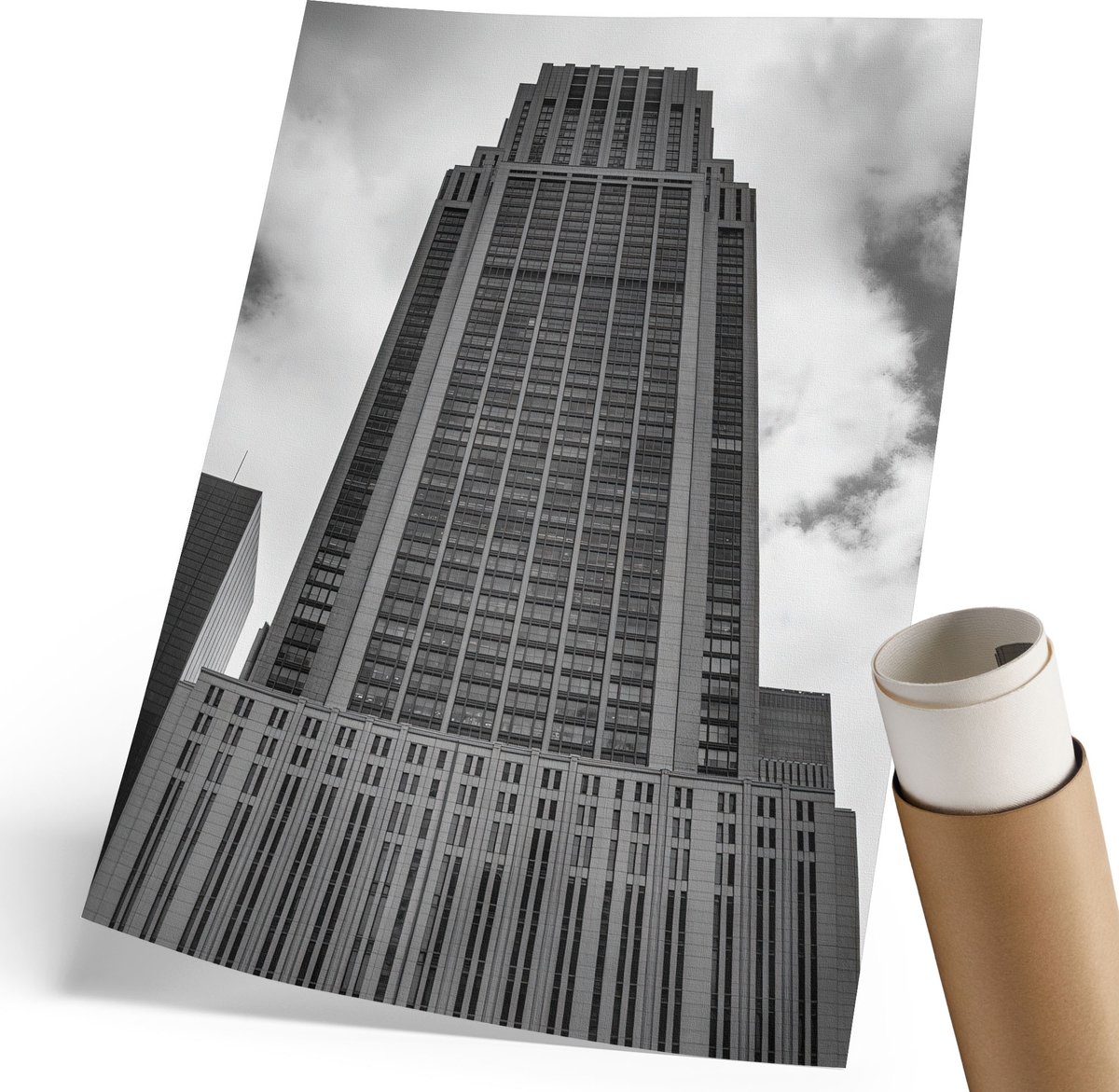 Coloray Polycanvas Wandposter - Hoog Gebouw, Fotografie - 210 x 297 mm - Grijs Wandposter - Rechthoek - Muurkunst - Woonkamer, Slaapkamer, Kantoor - Industrieel