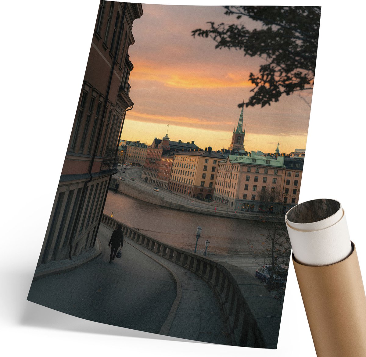 Coloray Polycanvas Wandposter - Een Stedelijke Hoek, Fotografie - 210 x 297 mm - Oranje Motief - Rechthoek - Interieurdecoratie - Woonkamer, Slaapkamer, Kantoor - Klassiek