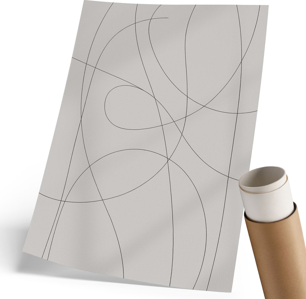 Coloray Polycanvas Wandposter - Subtiele Lijnen, Lijntekening - 210 x 297 mm - Wit Wanddecoratie - Rechthoek - Wandkunstwerk - Woonkamer, Slaapkamer, Kantoor - Minimalist