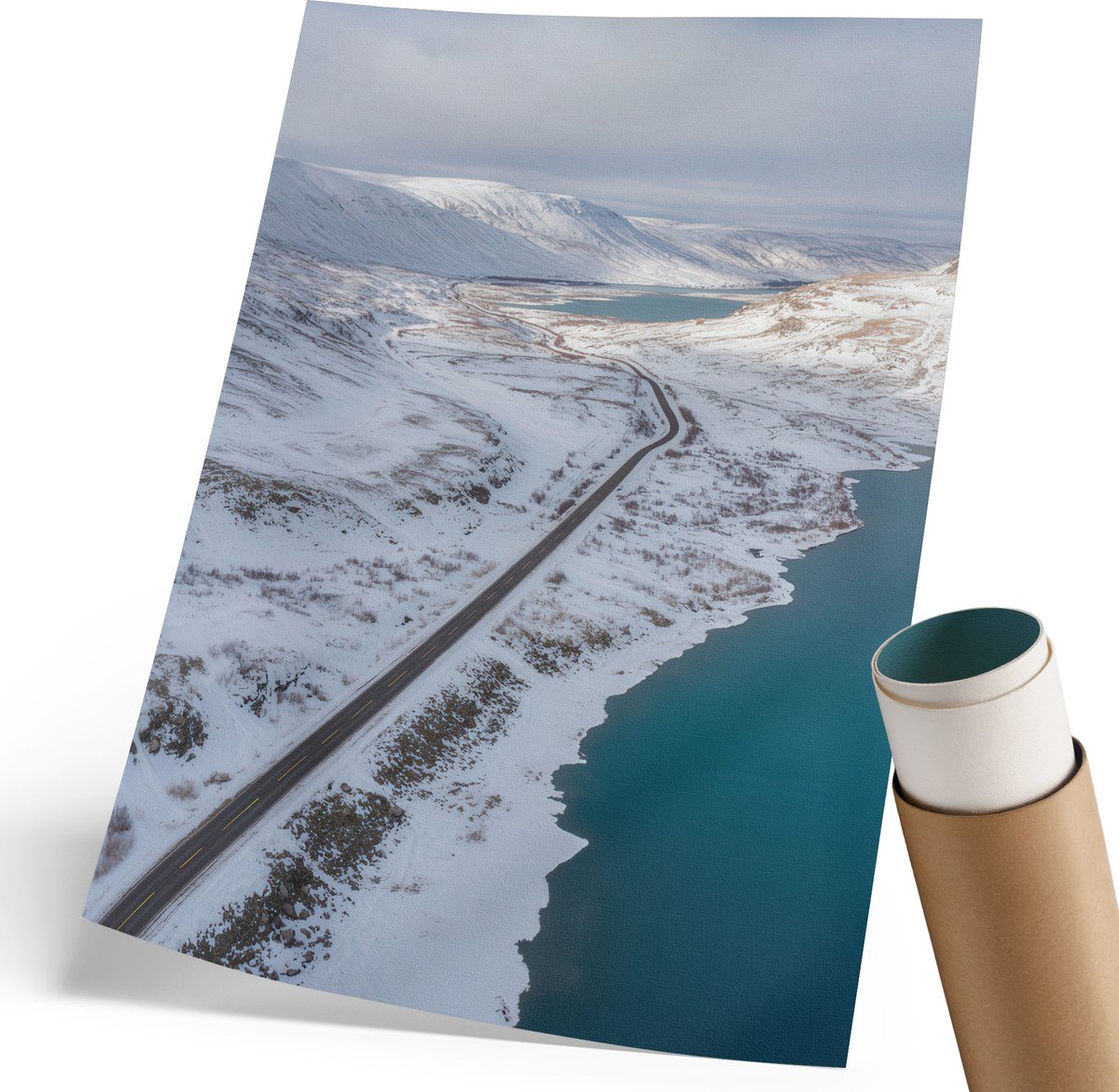 Coloray Polycanvas Wandposter - Winterlandschap, Fotografie - 210 x 297 mm - Wit Decoratie - Rechthoek - Canvasposter - Woonkamer, Slaapkamer, Kantoor - Modern
