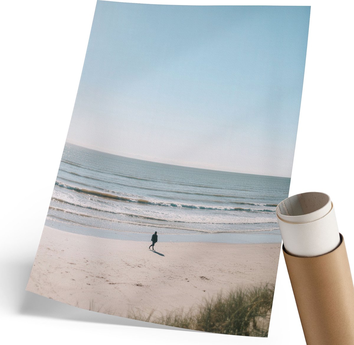 Coloray Canvas Poster Polycanvas - Een Rustige Wandeling, Fotografie - 210 x 297 mm - Blauw Decoratie - Rechthoek - Kunstposter - Woonkamer, Slaapkamer, Kantoor - Minimalist