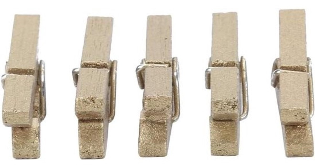 Mini Wasknijpers - Houten Clips - Foto's Ophangen - Natuurlijk Hout - 300 Stuks - Goud