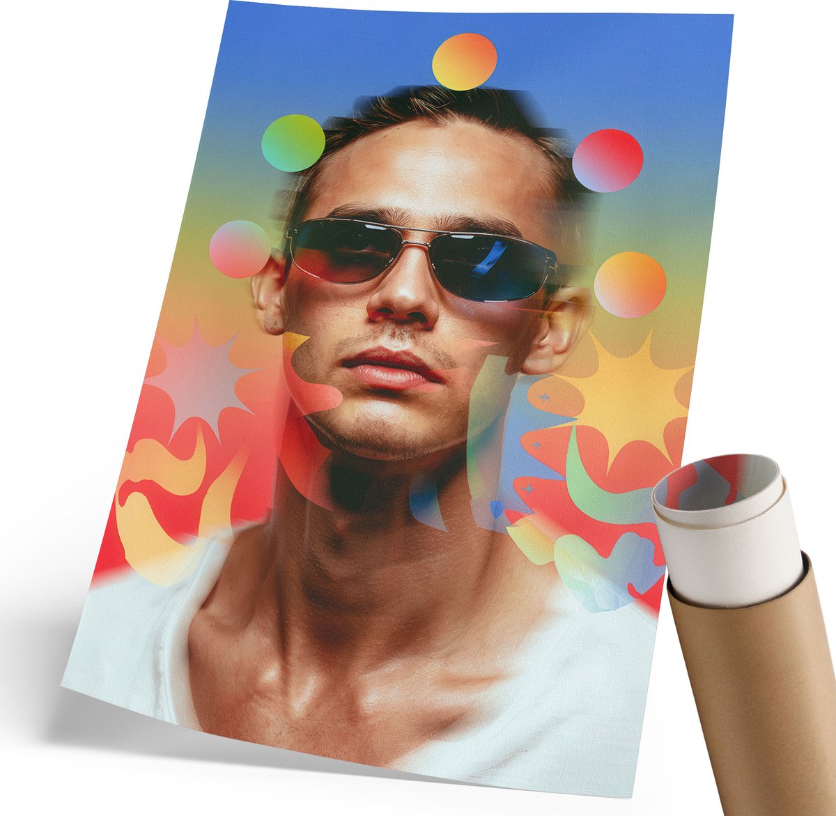 Coloray Polycanvas Wandposter - Stijlvolle Auto, Grijs - 420 x 594 mm - Groen Poster - Rechthoek - Decoratieve poster - Kantoor - Klassiek