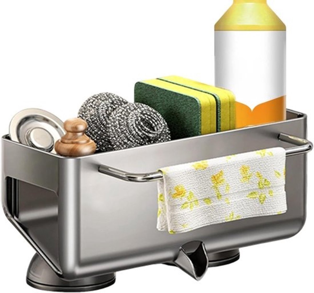 Sponshouder Gootsteen - Afdruipbak Keuken - Keuken Organiseren - Roestvrij Staal - 23.5 cm Lengte - Zilverkleurig
