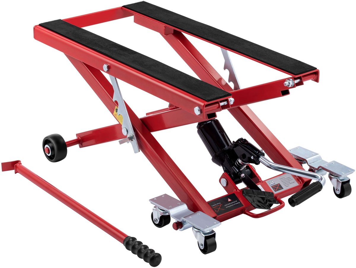 Bol.com HBM universele verrijdbare motorlift rood, draagvermogen 500 kg, plateau 68 x 37 cm, 4 hoogtes aanbieding