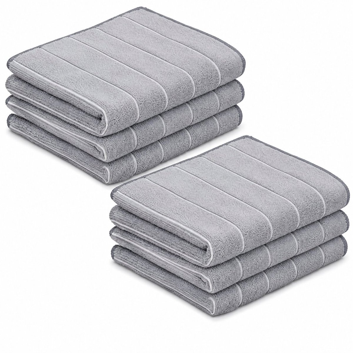 R&H® Microvezel Theedoeken 40x60cm – Set van 6 – Grijs, Absorberend en Sneldrogend – Geschikt voor Keuken, Auto en Douche