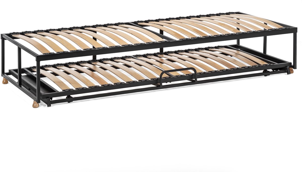 Bed Box Wonen Boxtwin 80x200 cm Onderschuifbed Metaal Lattenbodem Design Eenpersoons