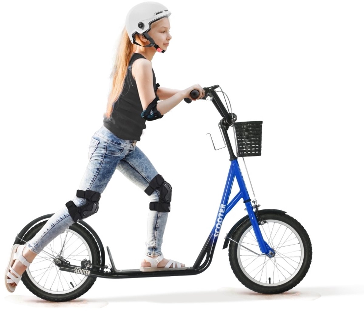 MODFU - Kinderroller - Hoogteverstelbaar - Mandje - Blauw Zwart