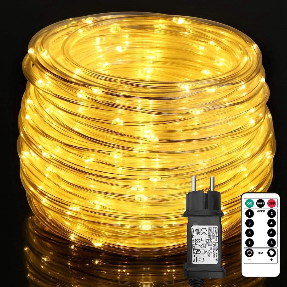 Lichtslang 10m - 100 LED - Op Batterijen - IP44 Waterdicht - Afstandsbediening - Warmwit - Kerst