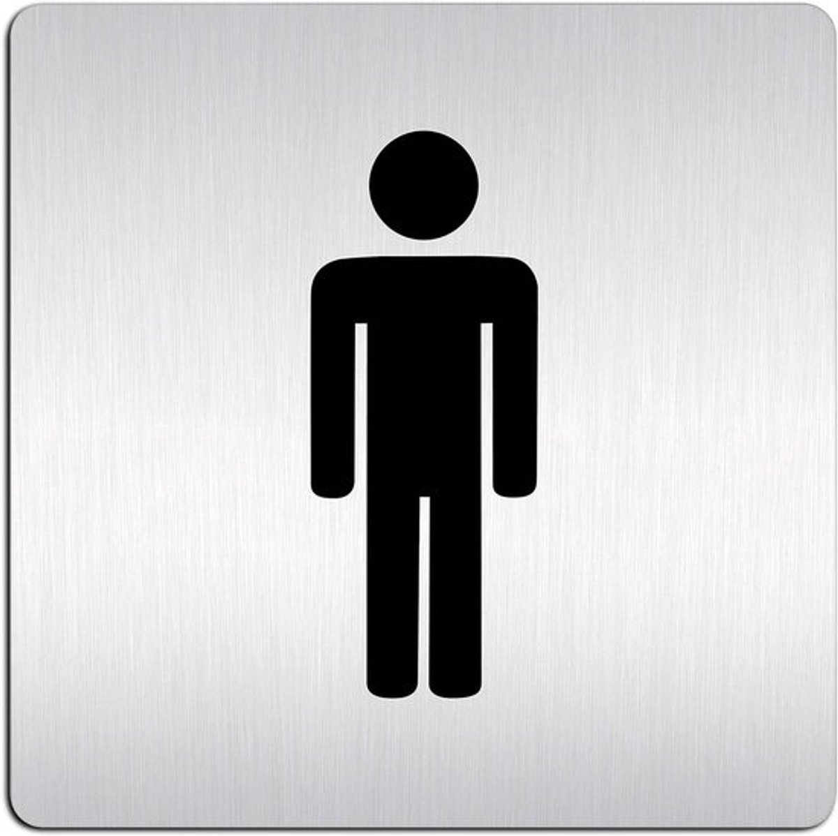 Toiletbord Heren - WC bord - Aangeven toilet - Aluminium met veredeld oppervlak - 125 x 125 mm - Zilverkleurig