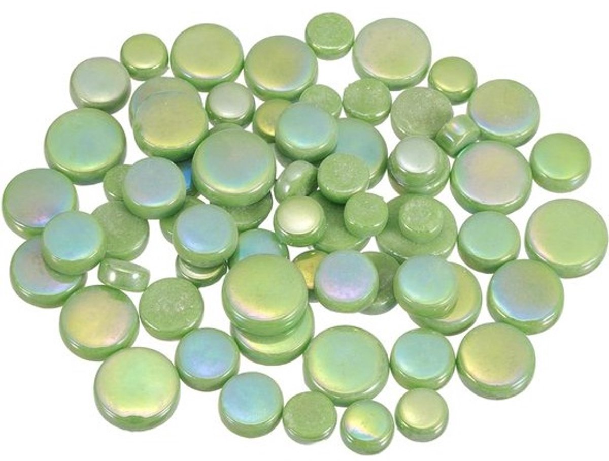 Mozaïektegels Rond Glas - Mozaïek Stukjes Glas - Handwerk Decoratie - Iriserende Afwerking - 200 gram - Groen