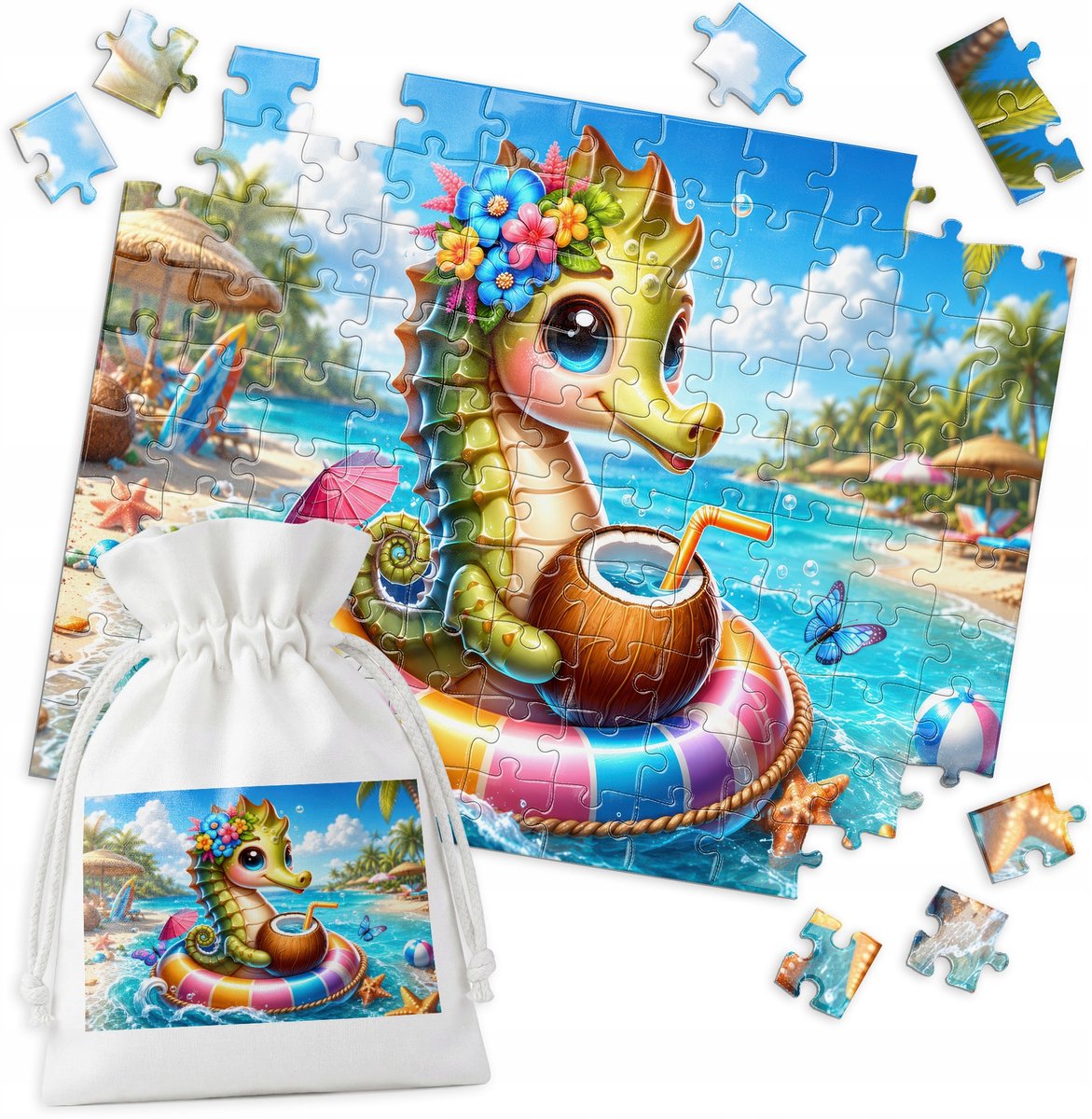 Traditionele Puzzel Zeepaardje Strand 110 Stukjes