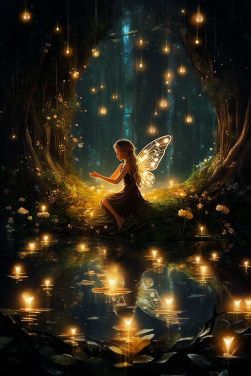 Poster Fee - Sprookjes - Kinderen - Kinder - Kinderkamer decoratie - Decoratie Babykamer - Wanddecoratie - posters - formaat 70x100cm - L804YR