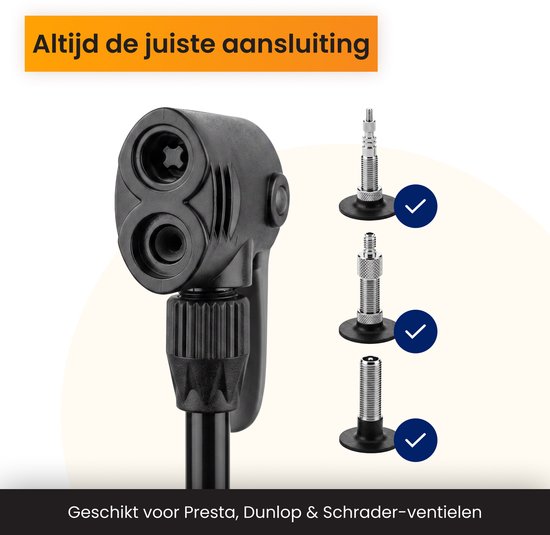 R2B® Fietspomp met Drukmeter - Dubbele Ventielkop - Incl. Opzetstuk voor o.a. Ballen & Luchtbed - Fietspompen - Pomp van R2B — afbeelding 5