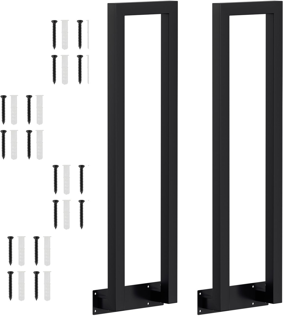 U-vormige trapleuning 100 cm zwart – ijzeren leuning met vierkante buis, zijmontage, binnen en buiten, incl. montagepakket