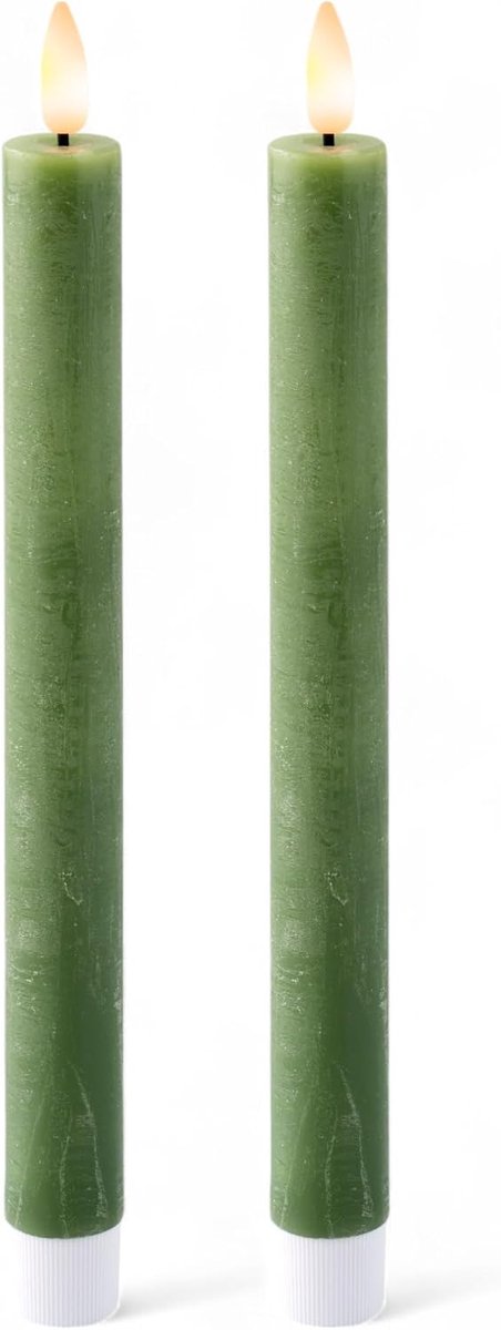 LED-kaarsen - 2 cm - Was - Met LED - Wit en Groen