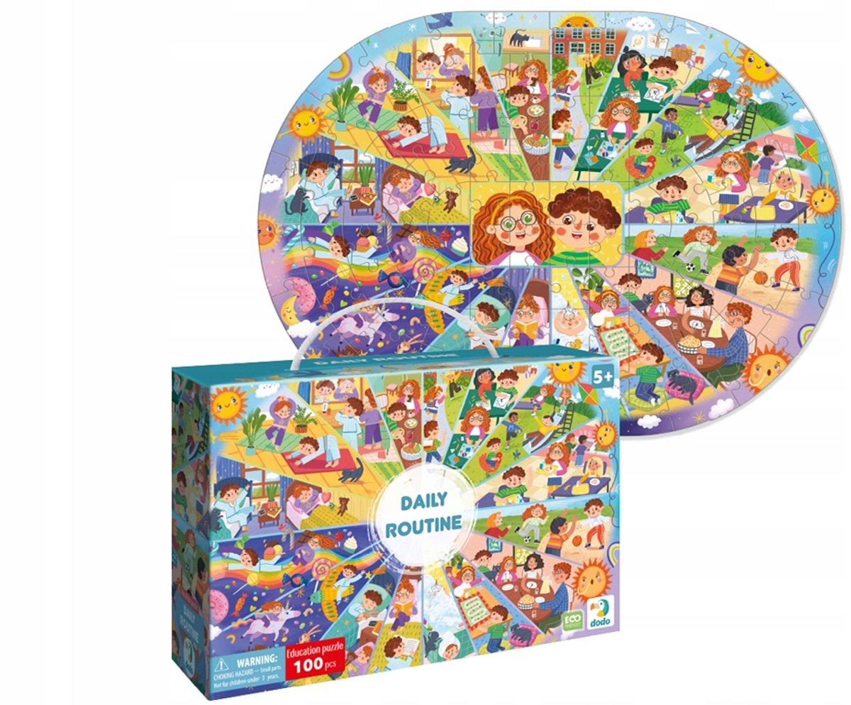 Merkloos Montessori Dagindeling Puzzel, 100 Stukken