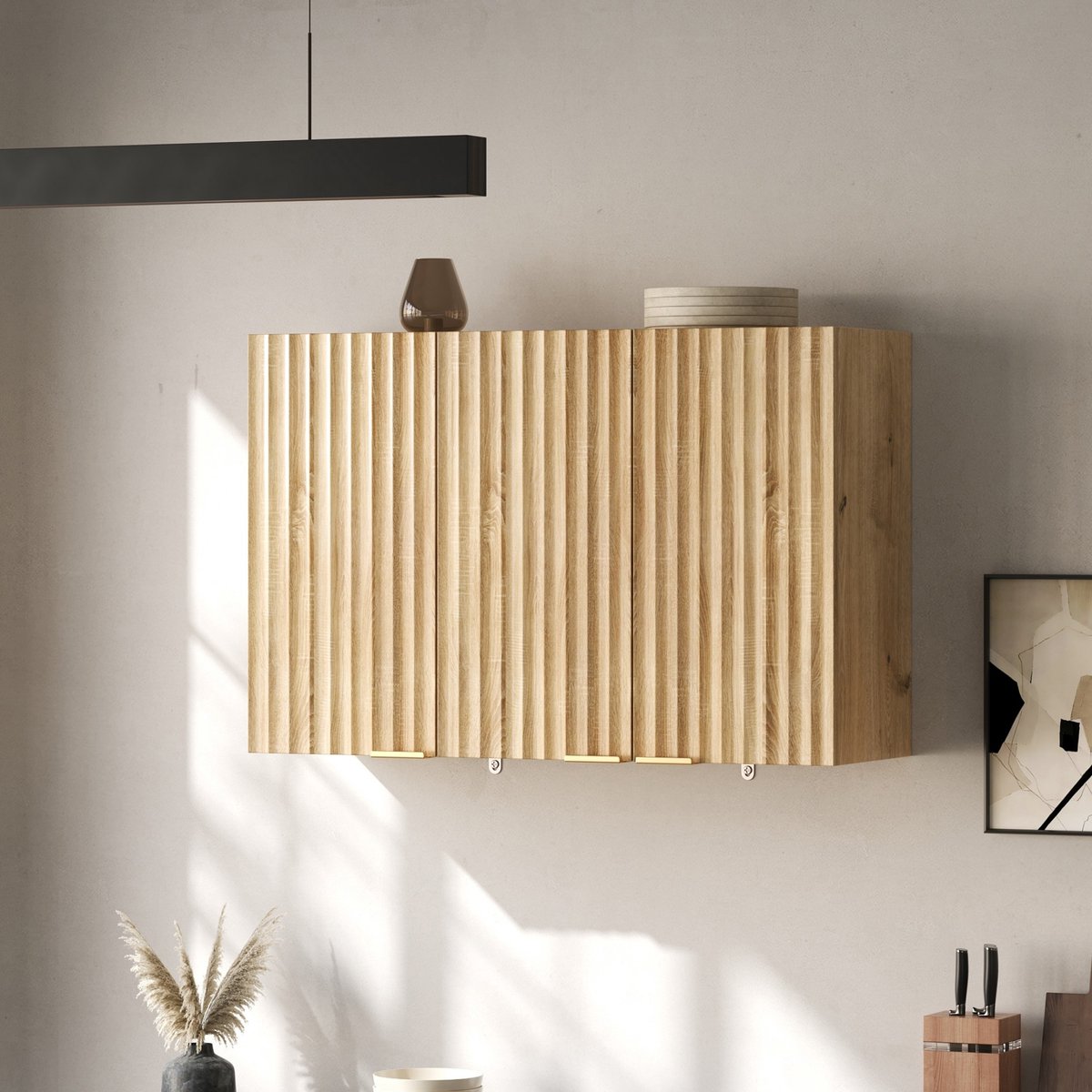 Clruro Wandkast - 90 x 29 x 60 cm - 3 Deuren - Wandmontage - MDF