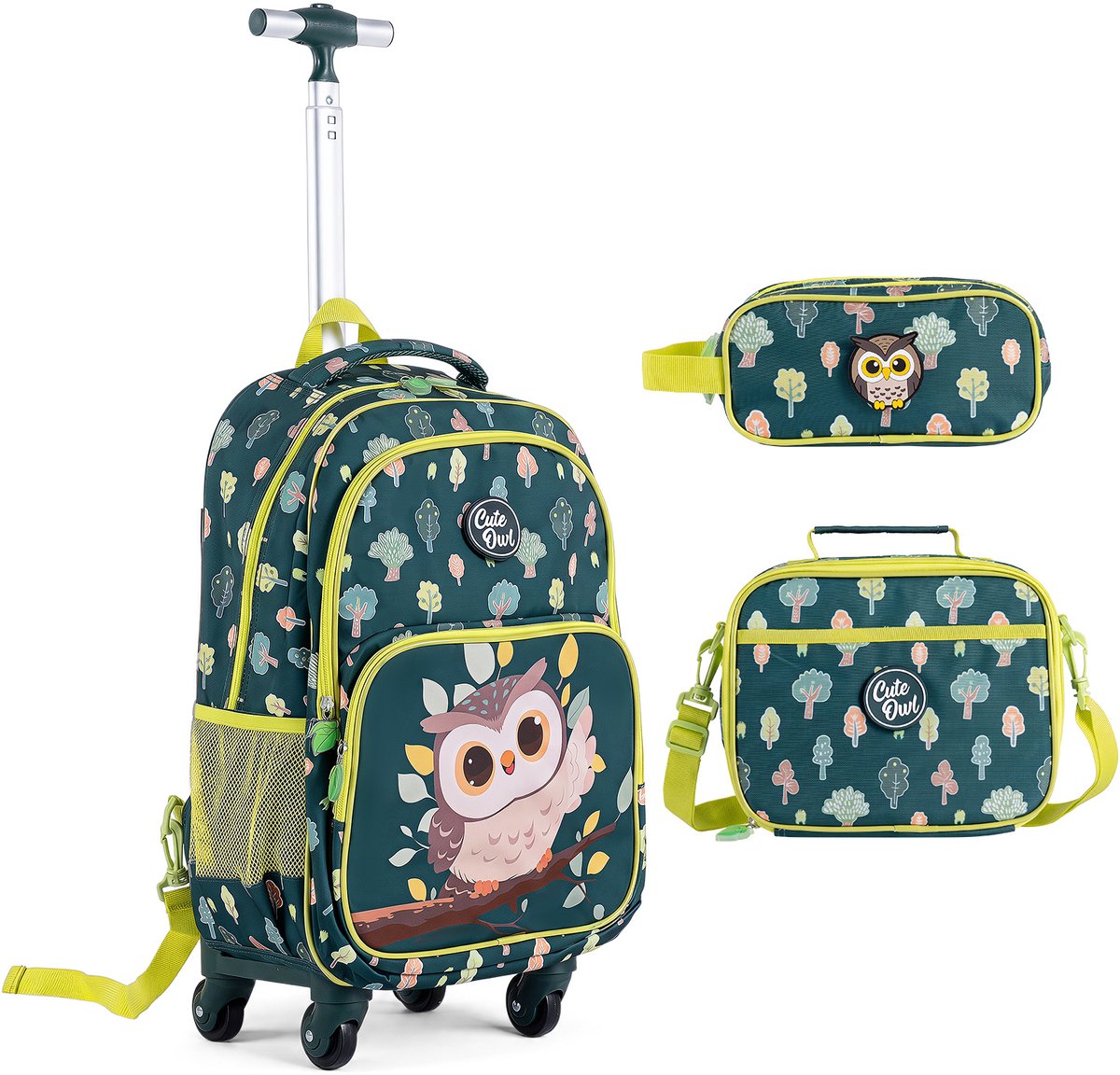COSTWAY Rugzak voor kinderen met wielen, schoolrugzak, trolley, Meerkleurig