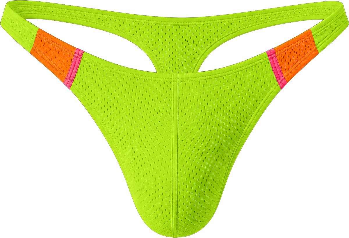Barcode Berlin Thong RONAK Green-Orange-Pink - MAAT L - Heren Ondergoed - String voor Man - Mannen Thong