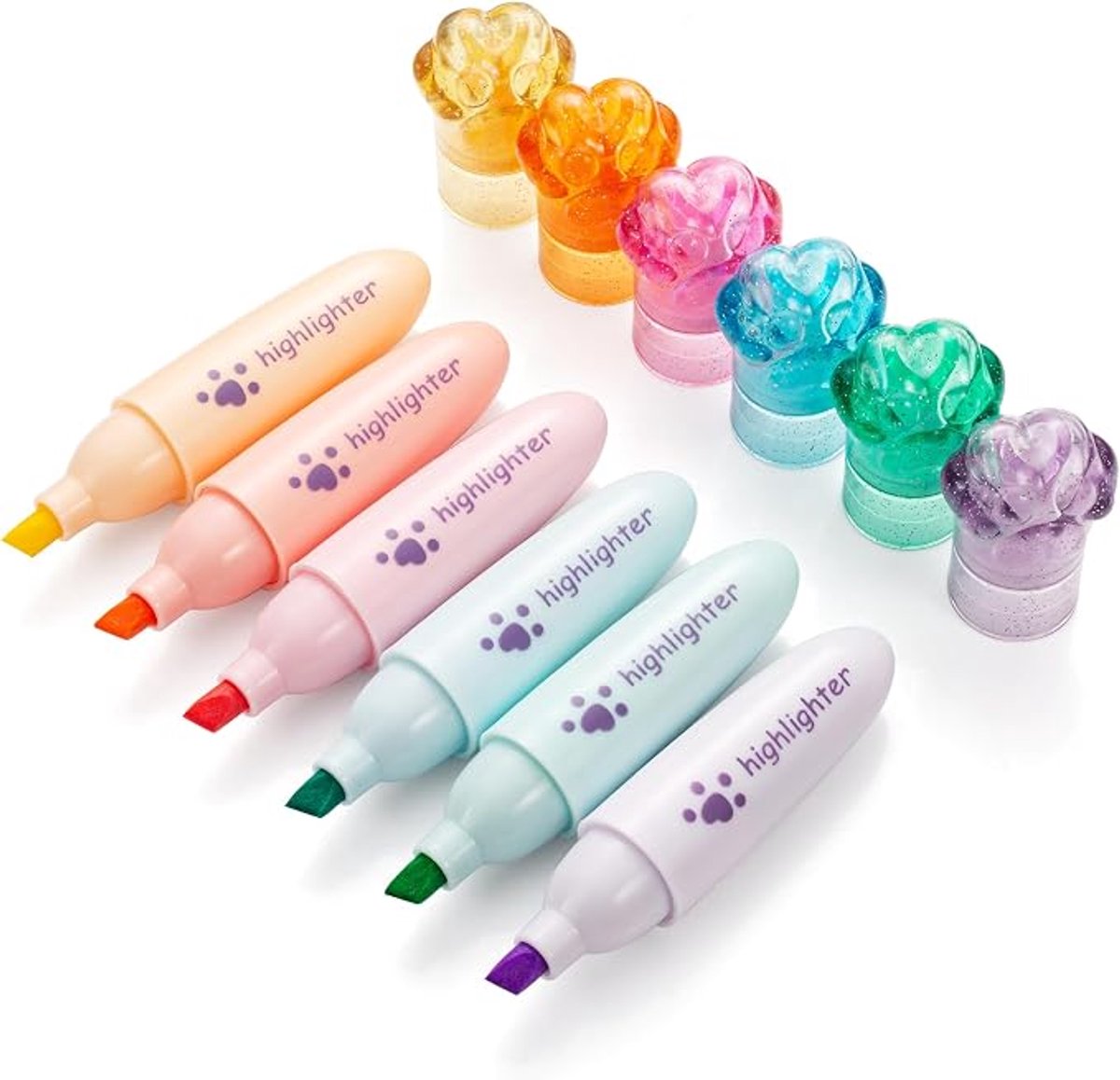 Markeerstiften - markers - sneldrogend - Zachte kleuren - Duurzaam - Draagbaar - school spullen - voor markeren, tekenen, notities maken, krabbels, doe-het-zelfkaarten, opsommingstekens - 6 stuks