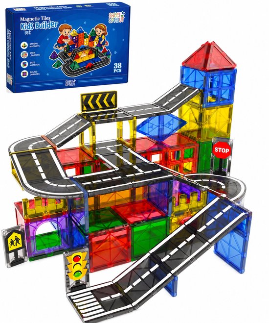 Magnetische tegels racebaan travelset
