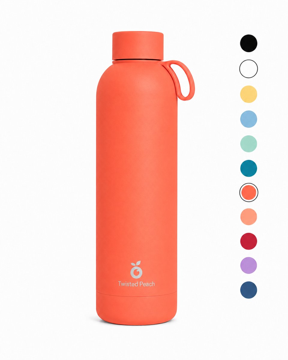 Waterfles RVS | 750ml | Koraal | Drinkfles | Dubbelwandig | 24 uur gekoeld | 12 uur verwarmd | Twisted Peach®