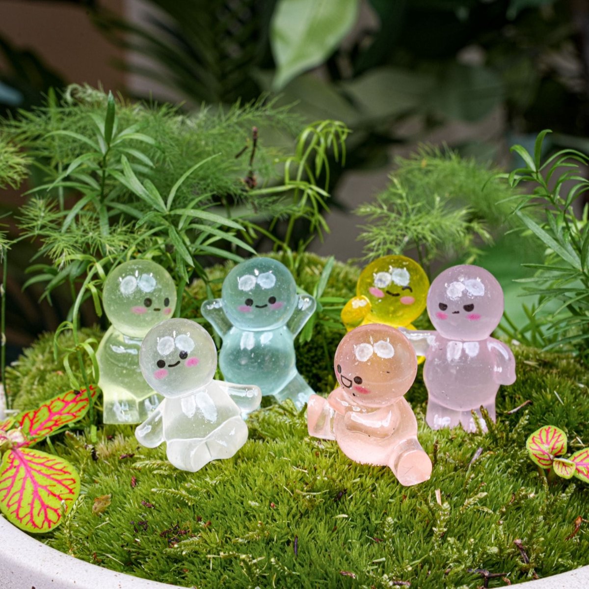 Lichtvriendjes - Decoratieve miniatuur figuren - Glow in the dark - 6 stuks - ↑ 3 cm