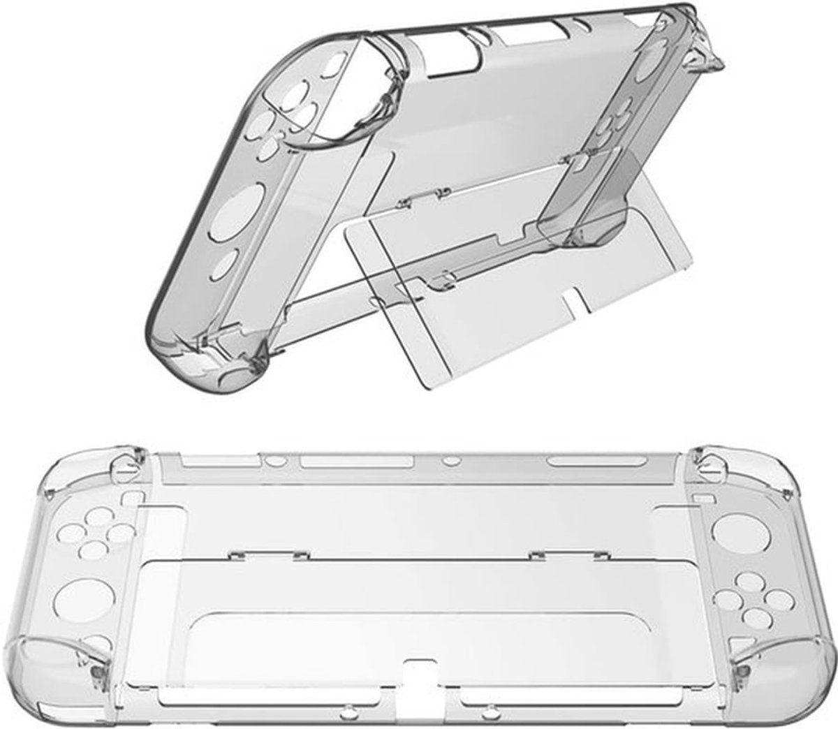 1 transparante beschermhoes geschikt voor Nintendo Switch OLED - Beschermhoes geschikt voor gameconsole - Duurzaam, ergonomisch, dagelijkse bescherming