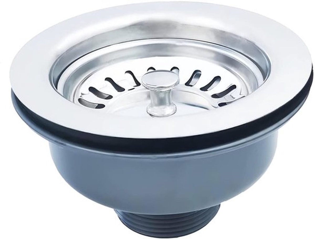 - Afvoerfitting - Modern ontwerp - Ø 114 mm - Geschikt voor diverse afvoeren - Antikras afwerking - Geschikt voor stalen spoelbakken
