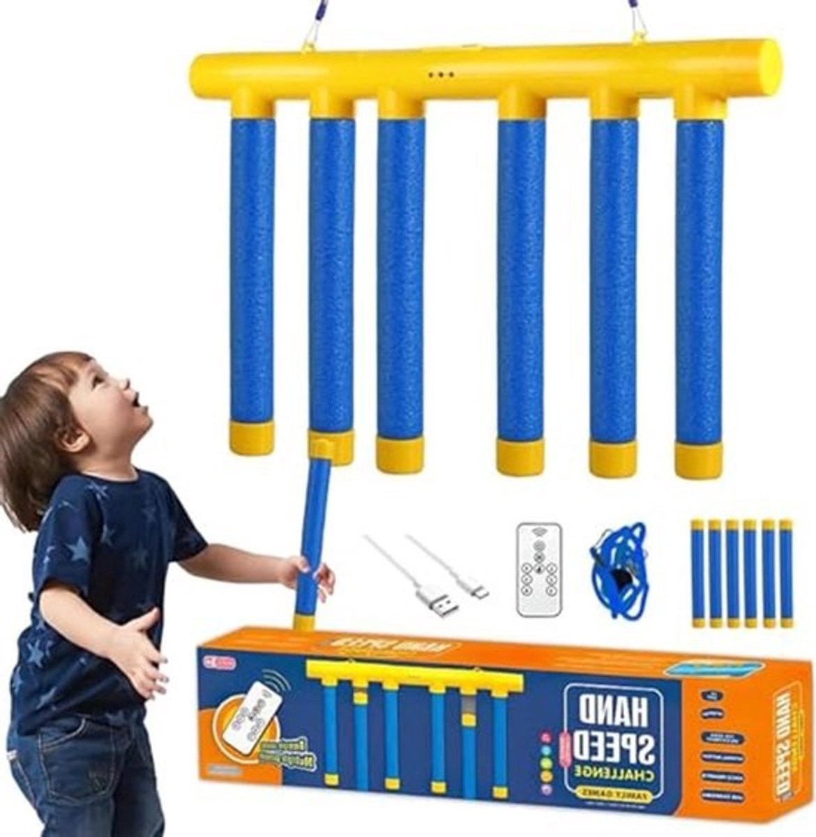 Reflex Vallende Stokken - Reactiespel Groepsspel - Groepsvermaak Binnen - Drie Snelheden - 385x215cm - Meerdere Kleuren