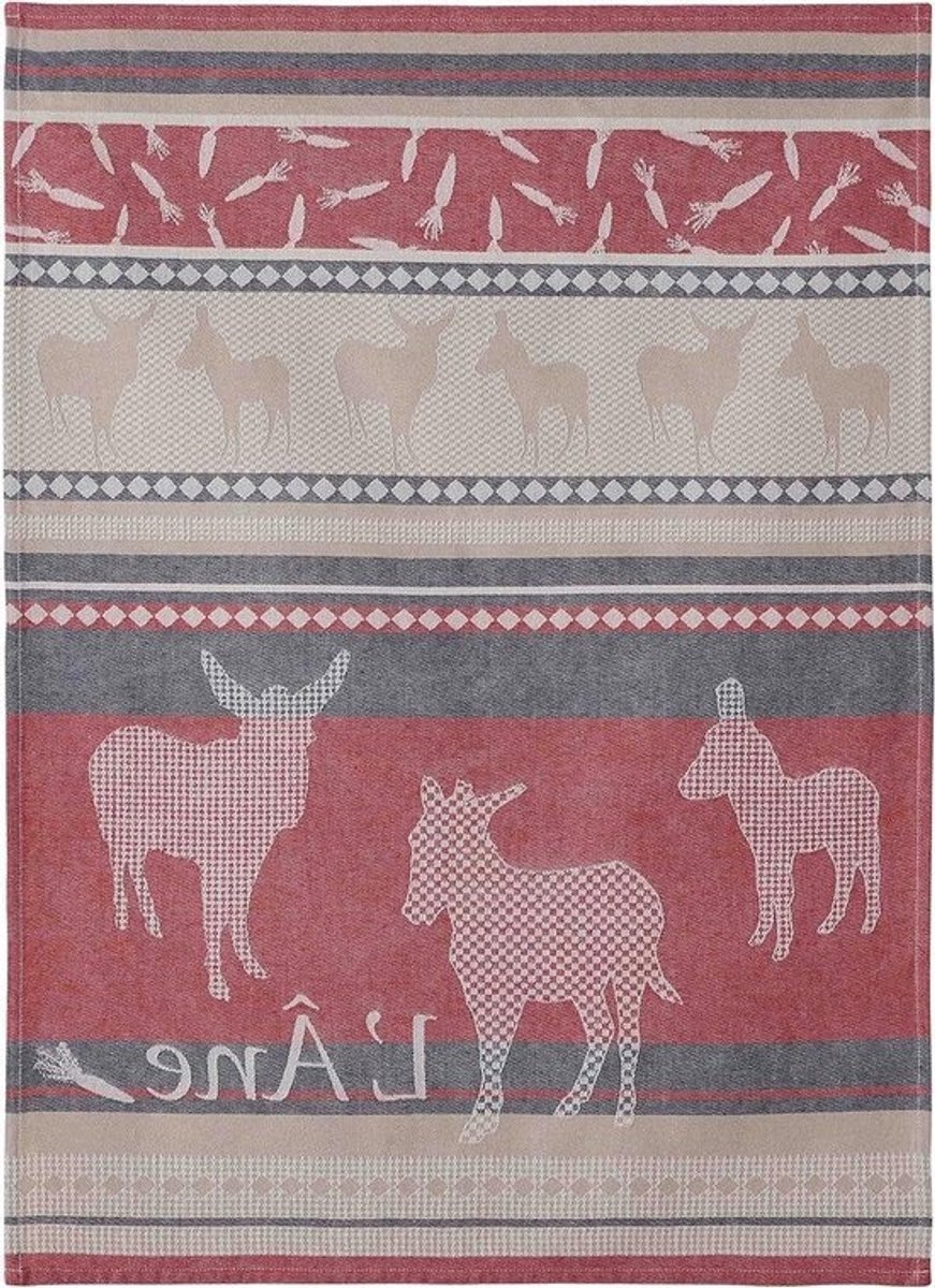 Jacquard Keukendoek - Theedoek Katoen - Servies Drogen - Uniek Dieren Design - 50x75 cm - Multicolor
