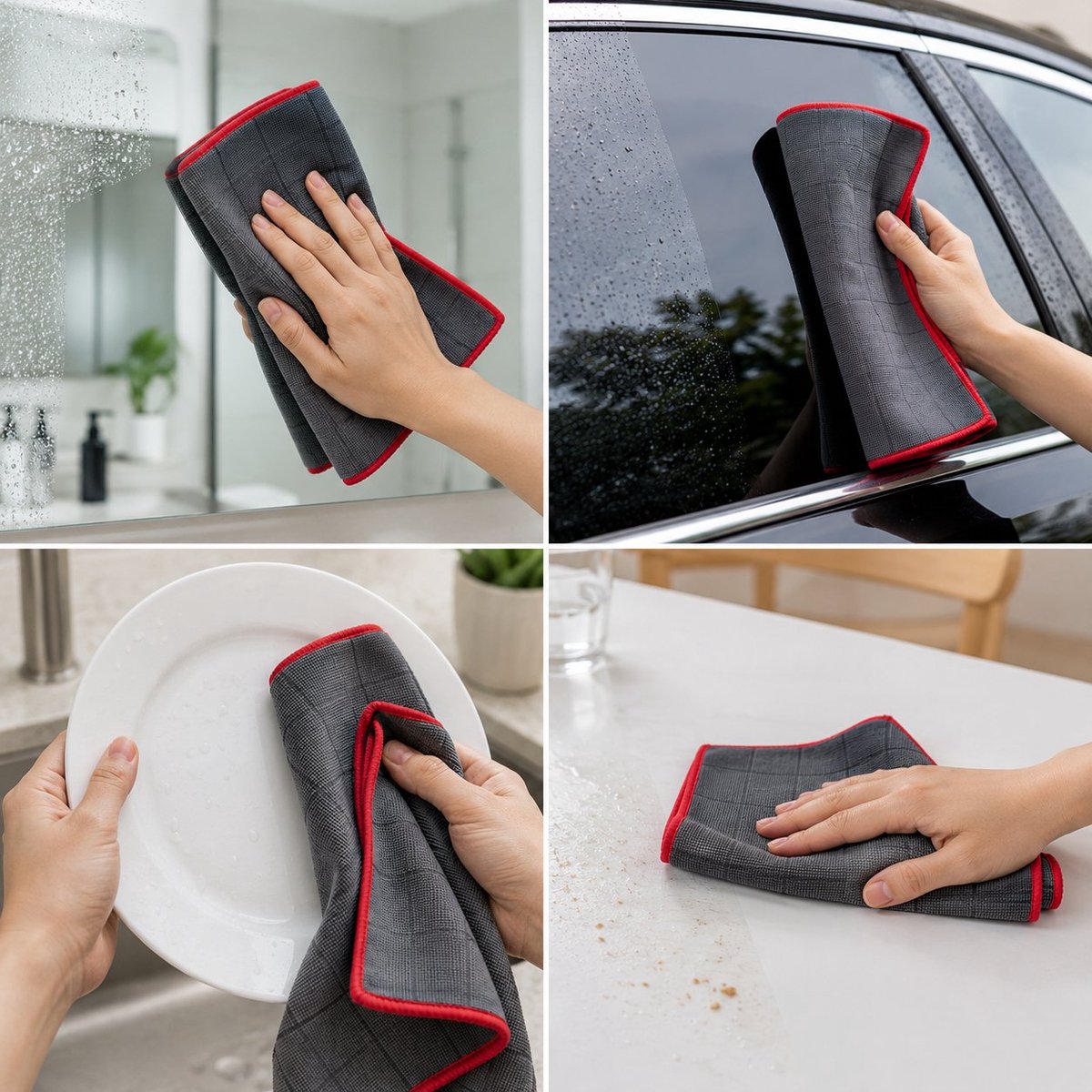 R&H® 6x Magische Koolstof Microvezel Reinigingsdoeken 400 GSM, Streeploos & Pluisvrij voor Glas, Spiegel en Auto, 40x30 cm