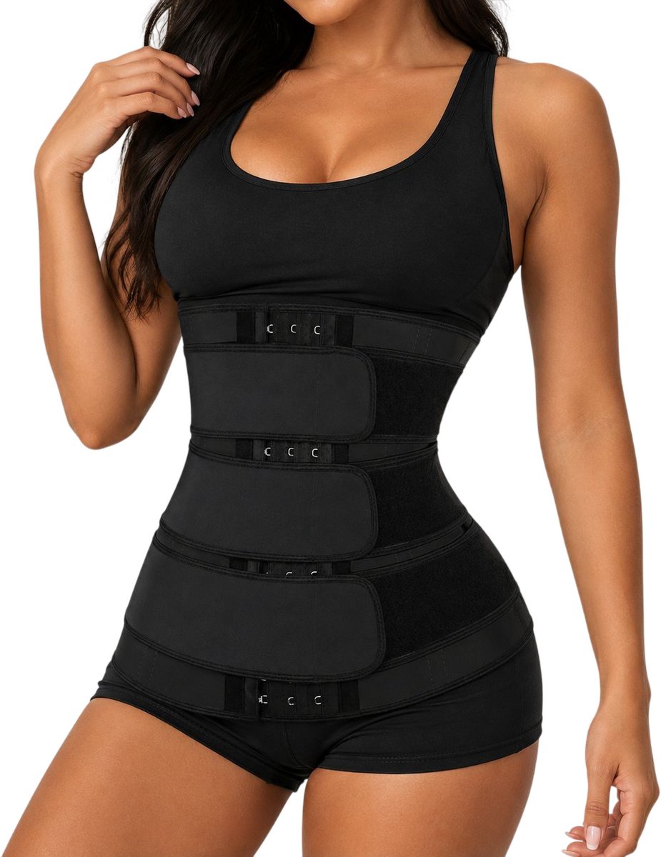Dames Taille Trainer Shapewear – Buik Corrigerende Tailleband, 3-laags Taille Shaper, Buikcontrole & Compressieband - Zwart - Maat M