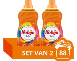 Robijn - Vloeibaar Wasmiddel - Klein & Krachtig - Color - 2 flessen - 88 wasbeurten - Voordeelverpakking