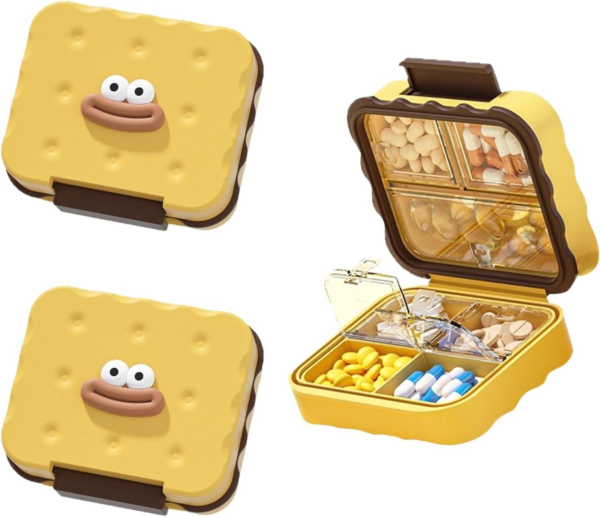 Pillenorganisator voor 7 dagen, schattige wekelijkse tabletdoos met klikdeksel, ideaal voor vitamines, supplementen en medicatie, perfect voor reizen en als cadeau