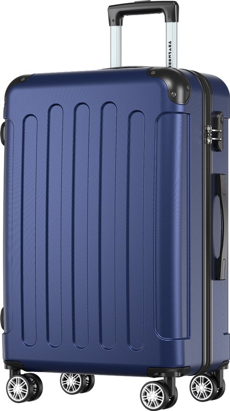 TRVLMORE Reiskoffer Middelgroot - 65x44x25 cm - 70L - Cijferslot - 4 Spinnerwielen 360° - Donkerblauw