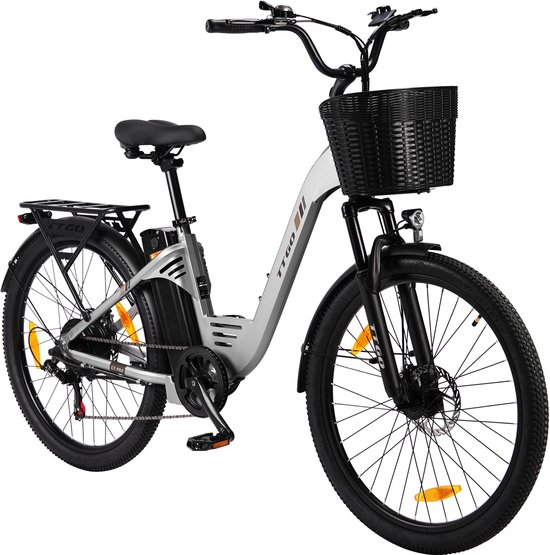 TTGO C2PRO E-bike - 25 km/u - 26inch - 80km actieradius - 250W motor - 36V18Ah accu - 52NM - zilver — afbeelding 2