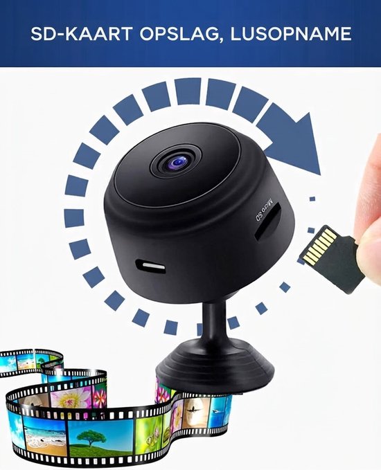 Mini Beveiligingscamera 1080P - WiFi Indoor & Outdoor - Nachtzicht en App Bediening - Geschikt voor Baby en Huisdier van Merkloos — afbeelding 3