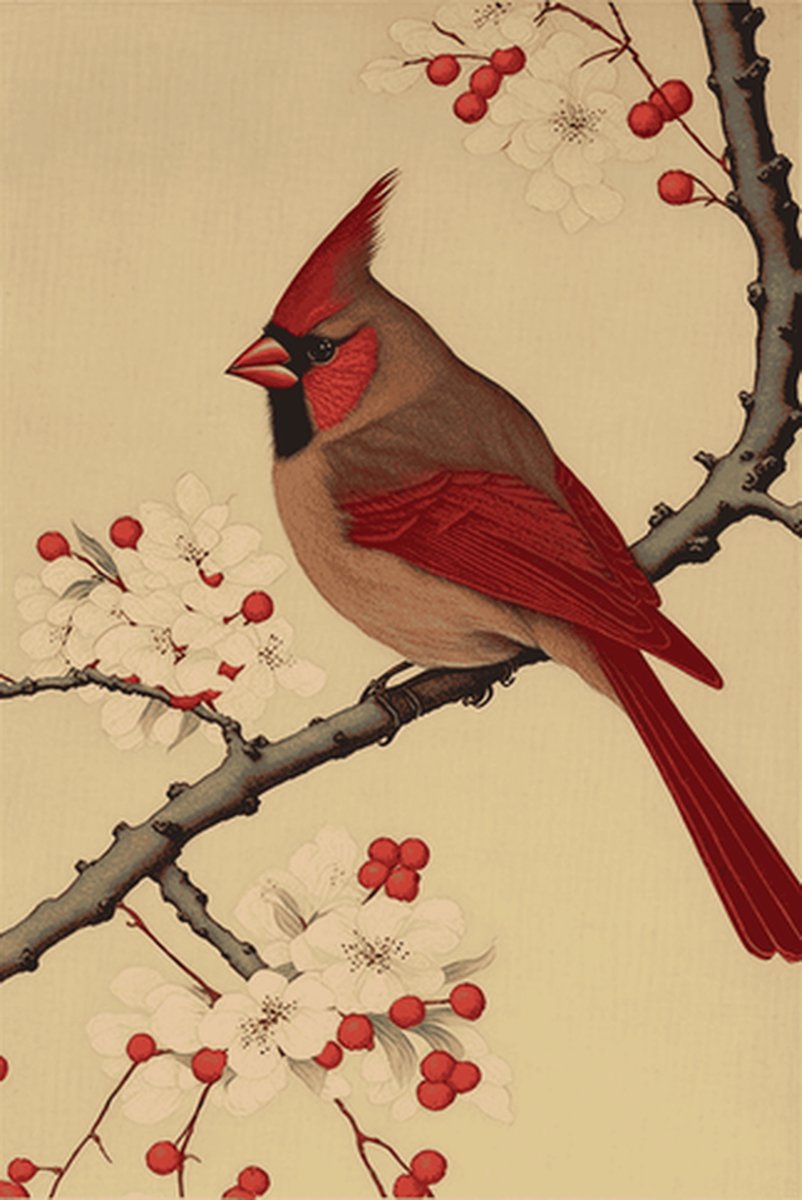 Vogel poster - Japanse kunst - Meditatie - Yoga - Japanse - Natuur - Dieren - posters - formaat 70x100cm - L484