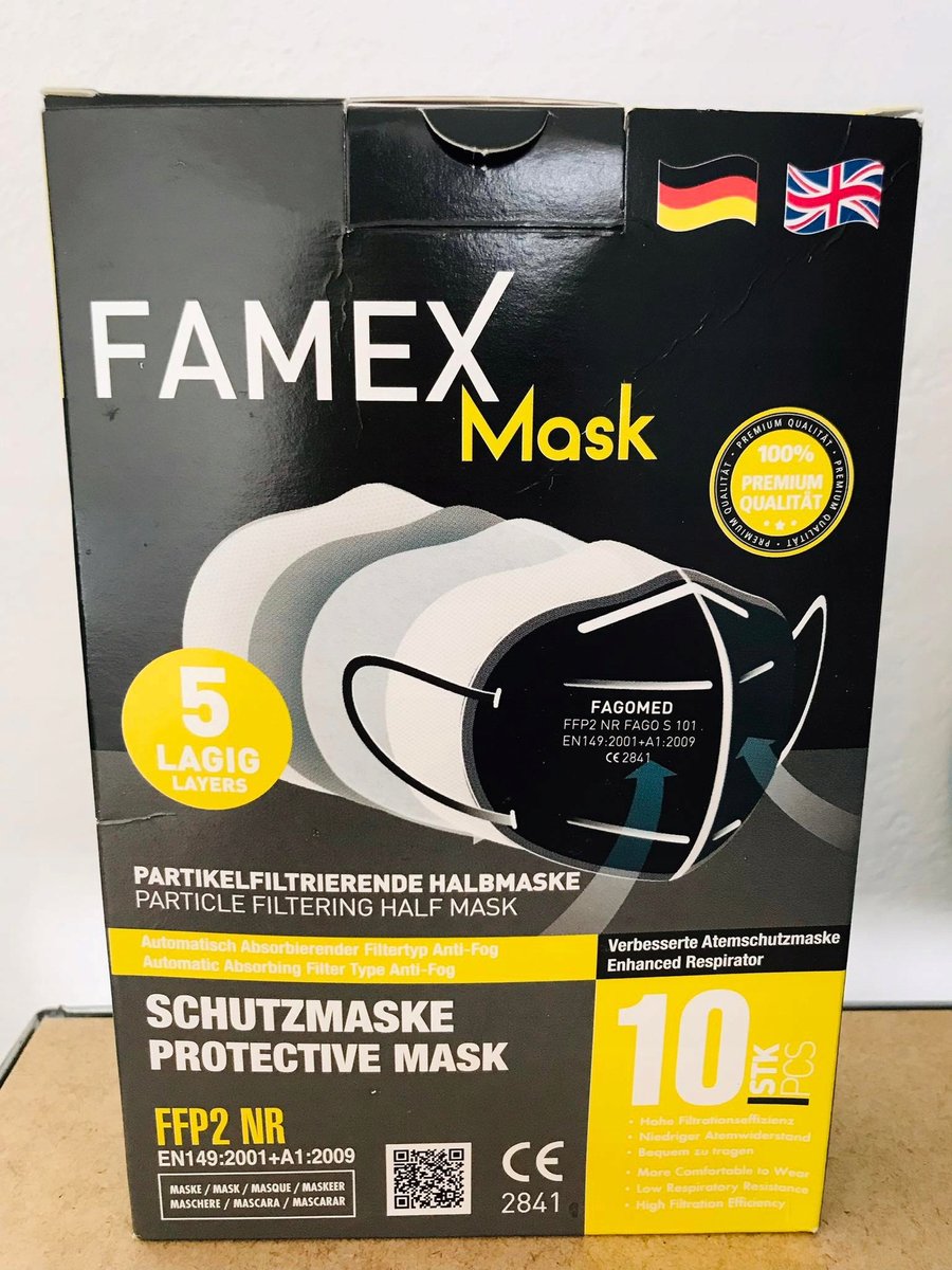 10x FAMEX FFP2 Mondkapjes - 5 Lagen Bescherming