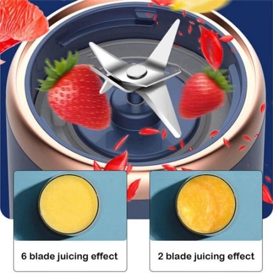 Sapcentrifuge, fruitpers, draagbare sapcentrifuge - 6 messen - USB oplaadbaar - Roze — afbeelding 3