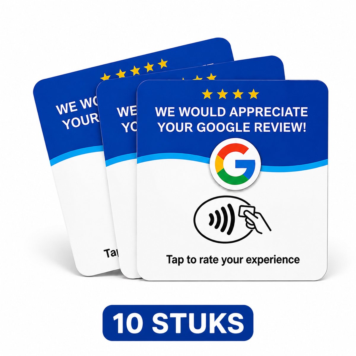 De Centrale Winkel Google Review NFC Kaarten – 10 Stuks – Zelfklevend – Herprogrammeerbaar – Inclusief Handleiding