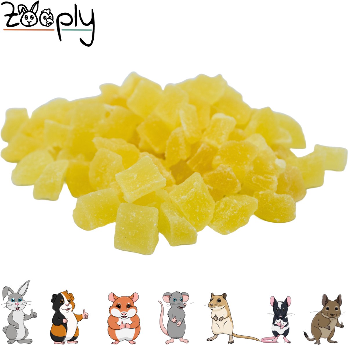 Zooply Ananas - Kruiden & Snacks - 100% natuurlijk - Voor konijnen & cavia's - 300 gram