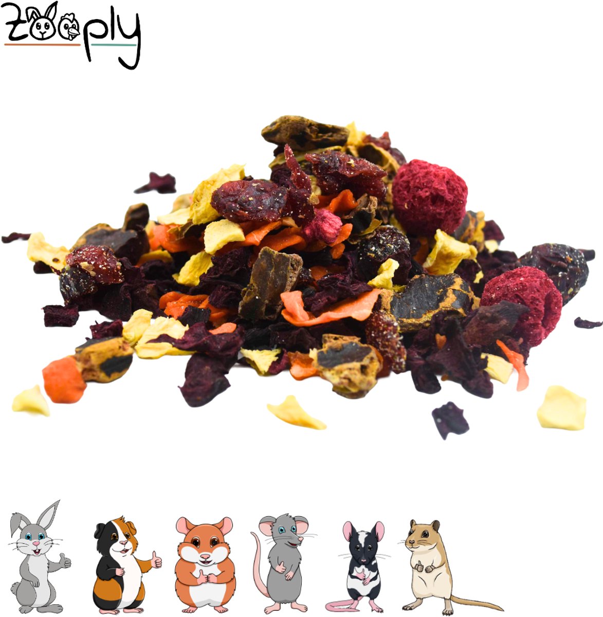 Zooply Herfstmix - Kruiden & Snacks - 100% natuurlijk - Voor konijnen & cavia's - 350 gram