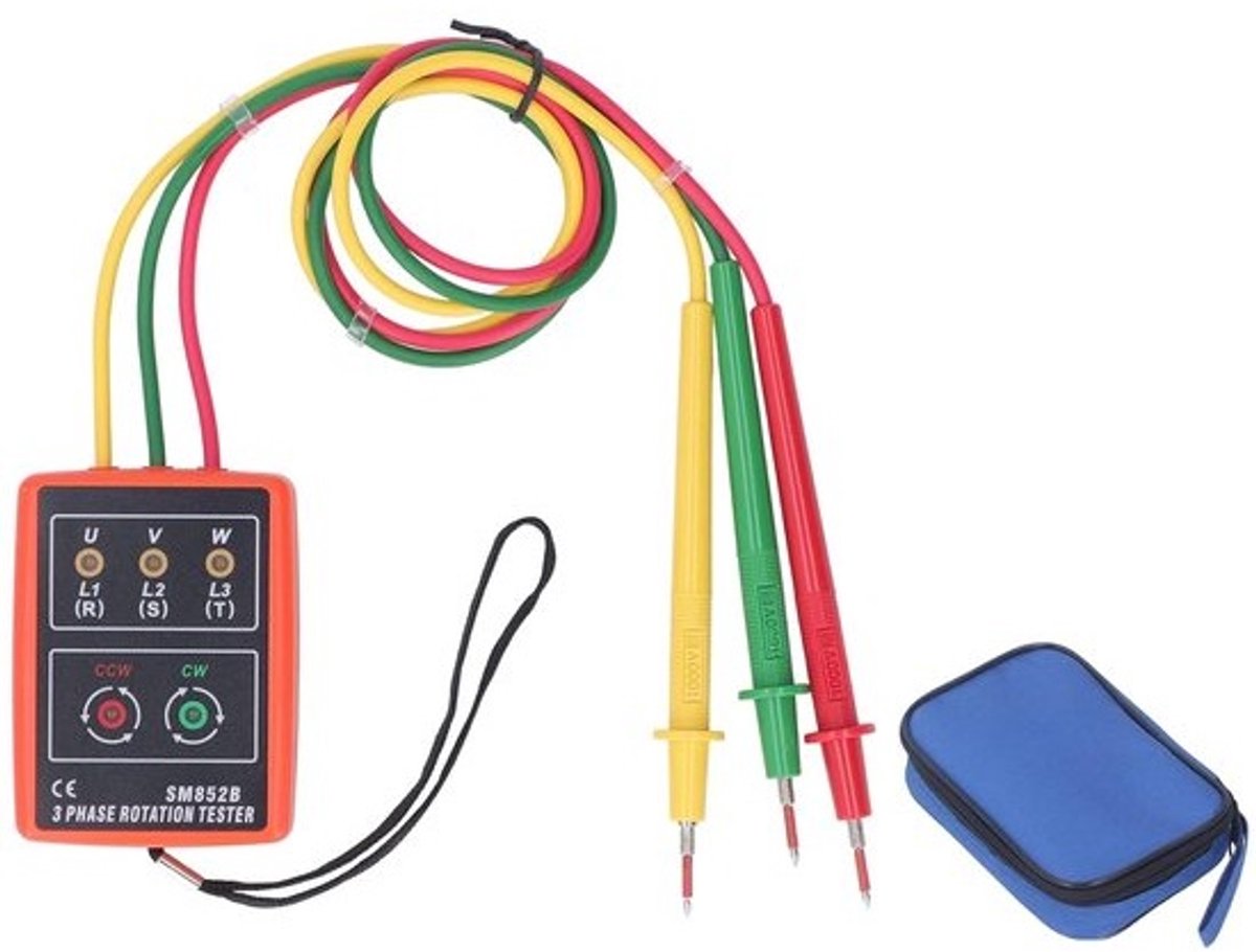 3-fase tester - Wisselstroom indicator - Spanning controleren - Batterijvrij ontwerp - 600V bereik - Rood zwart