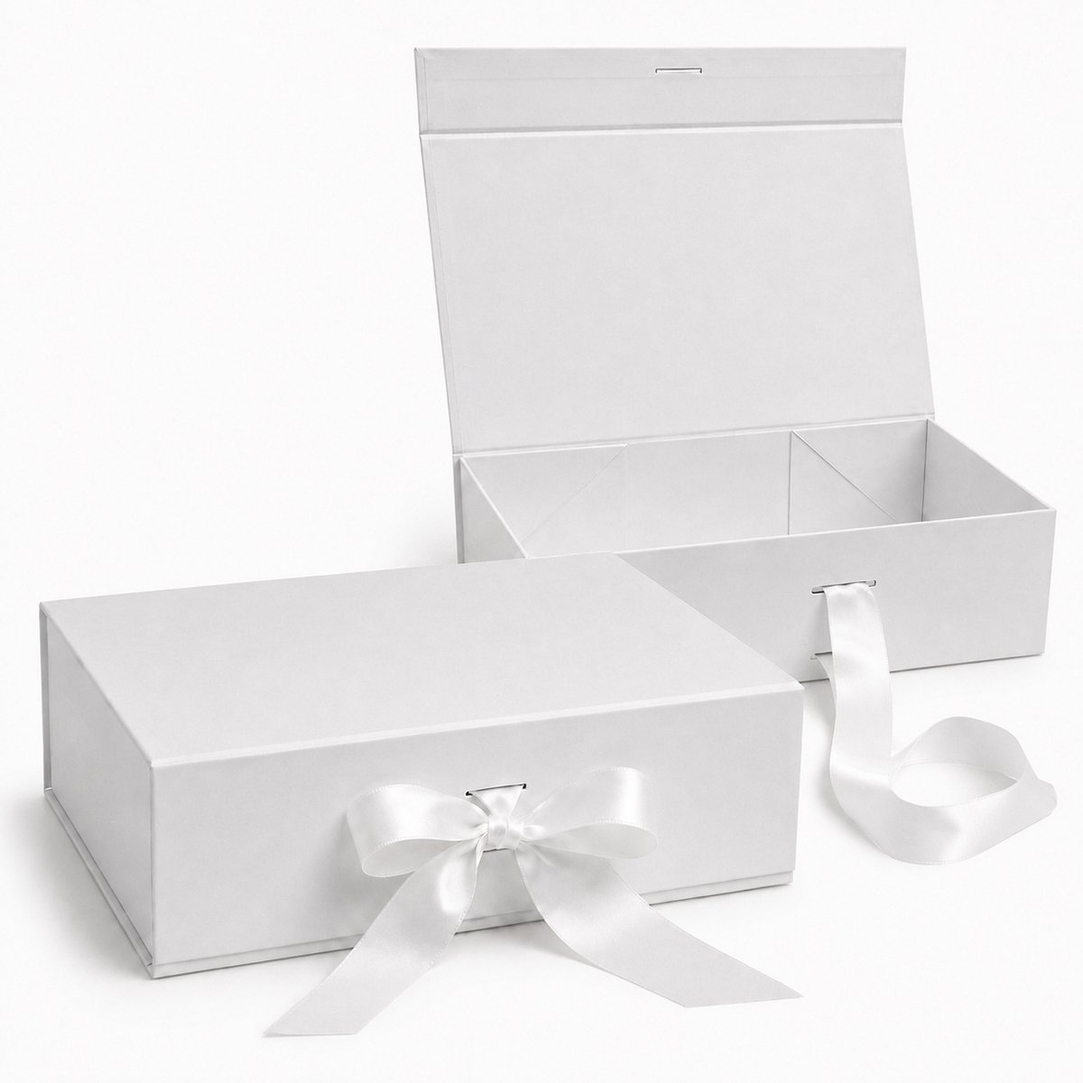 Cadeaudoos Wit - Groot - Giftbox met Magneetsluiting en Satijnen Lint - Luxe Geschenkdoos