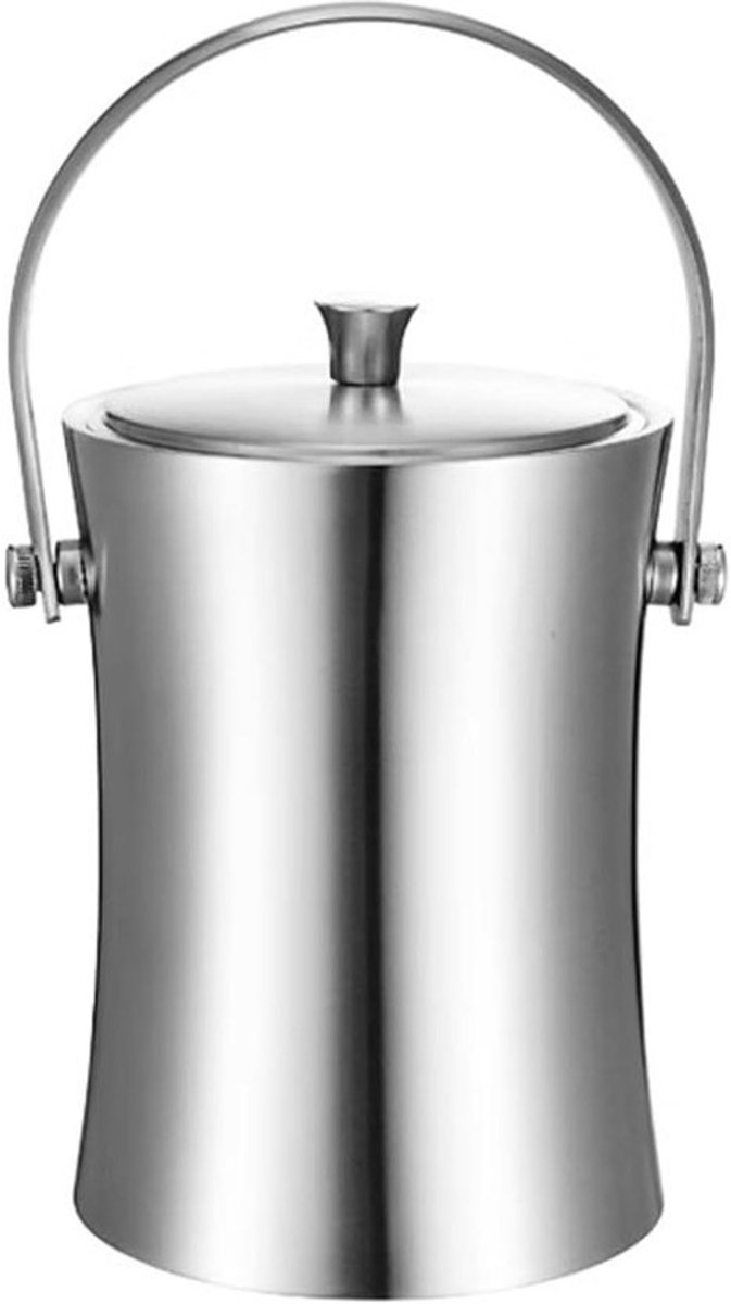 IJsemmer Roestvrij Staal - Wijnkoeler Champagne Emmer - Dranken Koelen - Met Deksel Handvat - 1L 125x24cm - Zilver