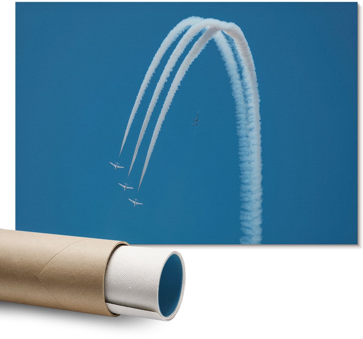 Coloray Polycanvas Wandposter – Luchtvaart in de Lucht, Blauw – A1 – Wit Illustratie – Rechthoek – Muurdecoratie – Woonkamer – Klassiek