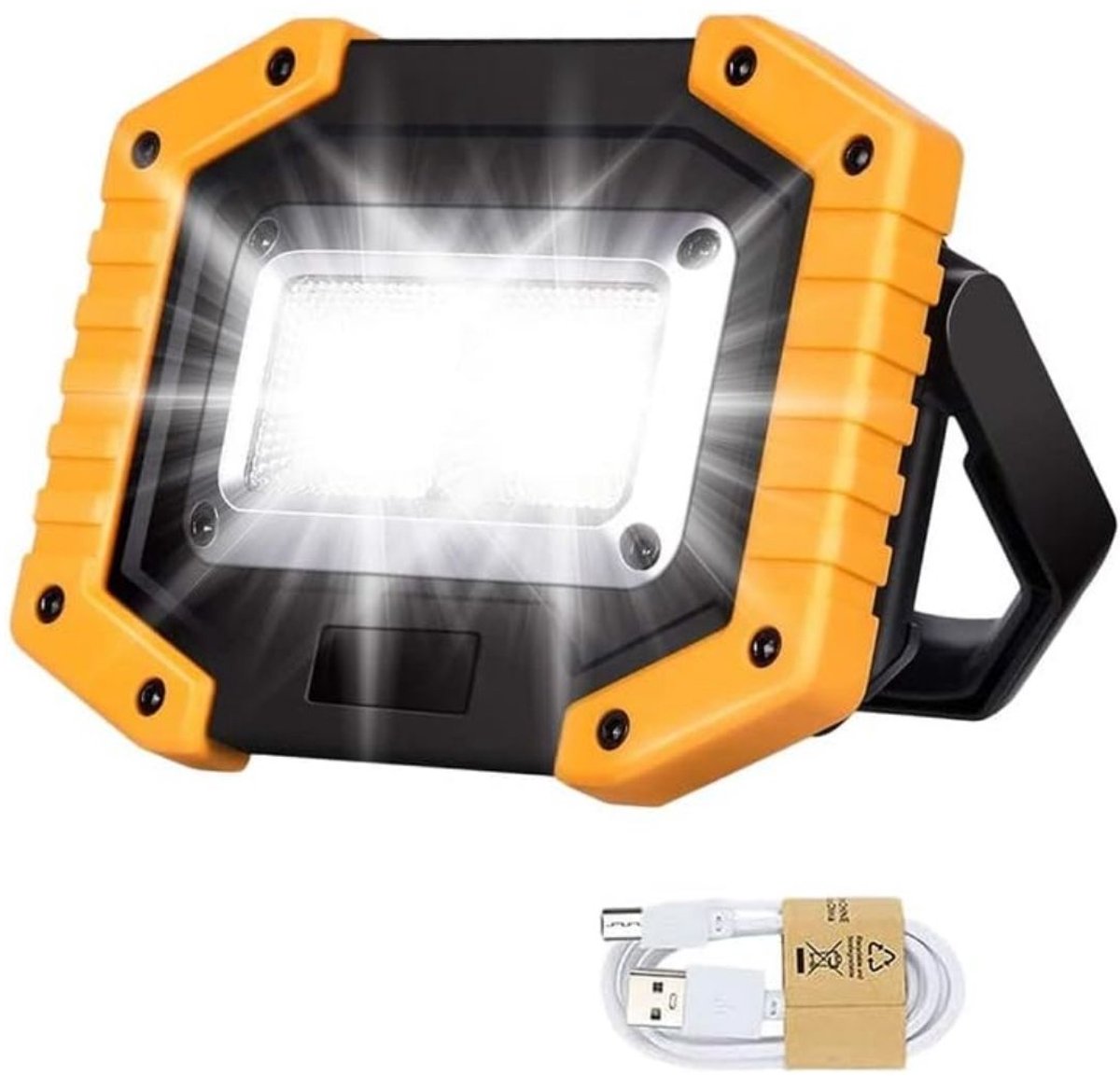 TYR® Bouwlamp - Werklamp oplaadbaar - LED Werklamp - Geel/Zwart - 13cm x 9cm x 4cm